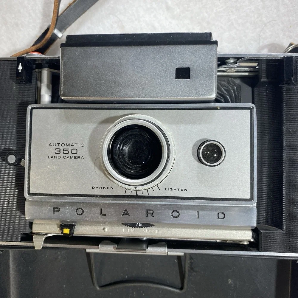 Polaroid Automatic 350 Land Camera w/ Case Manuals Cold-Clip Untested